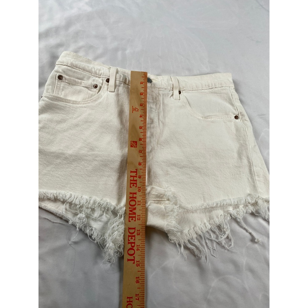Levi's 501 Original Denim Shorts Womens 30 White Excellent Frayed Raw Hem Button